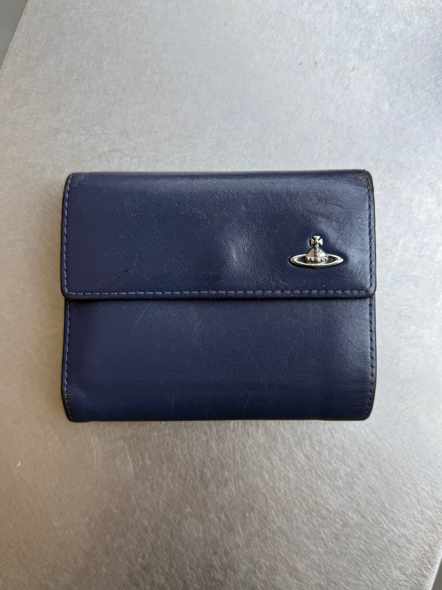 Vivienne Westwood Blue Leather Tri Fold Wallet With Coin Purse (OS)