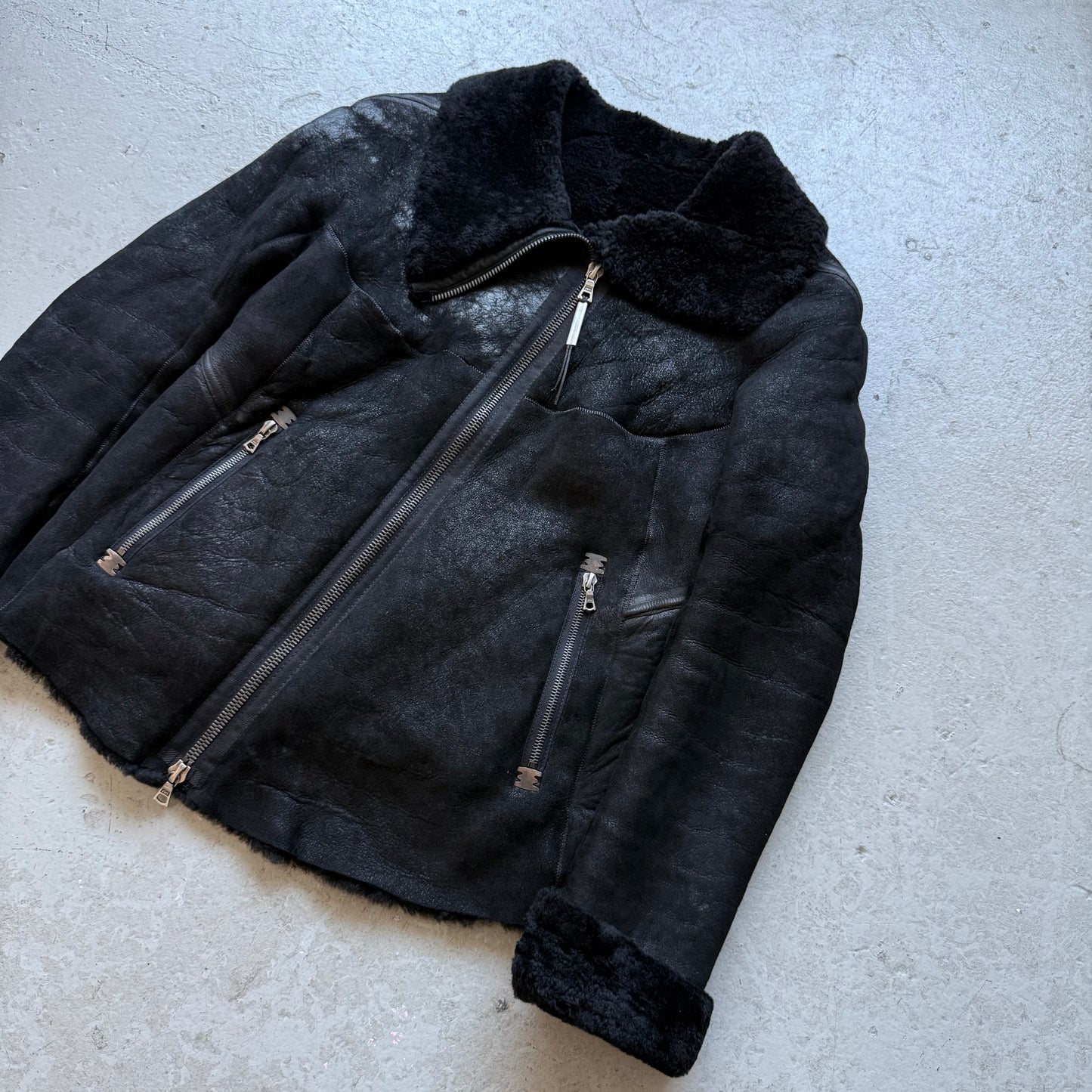 Isaac Sellam Black Shearling Coat (40)