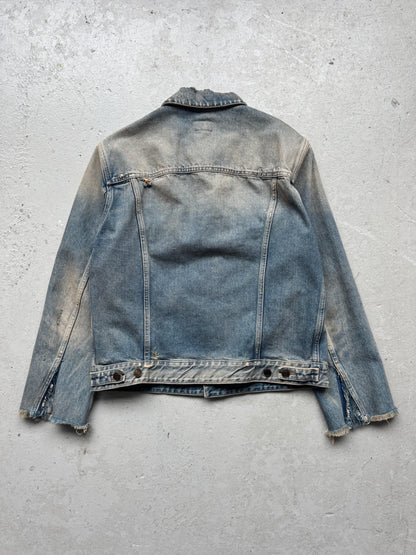 Saint Laurent Paris Light Wash Distressed Denim Jacket (XXL)