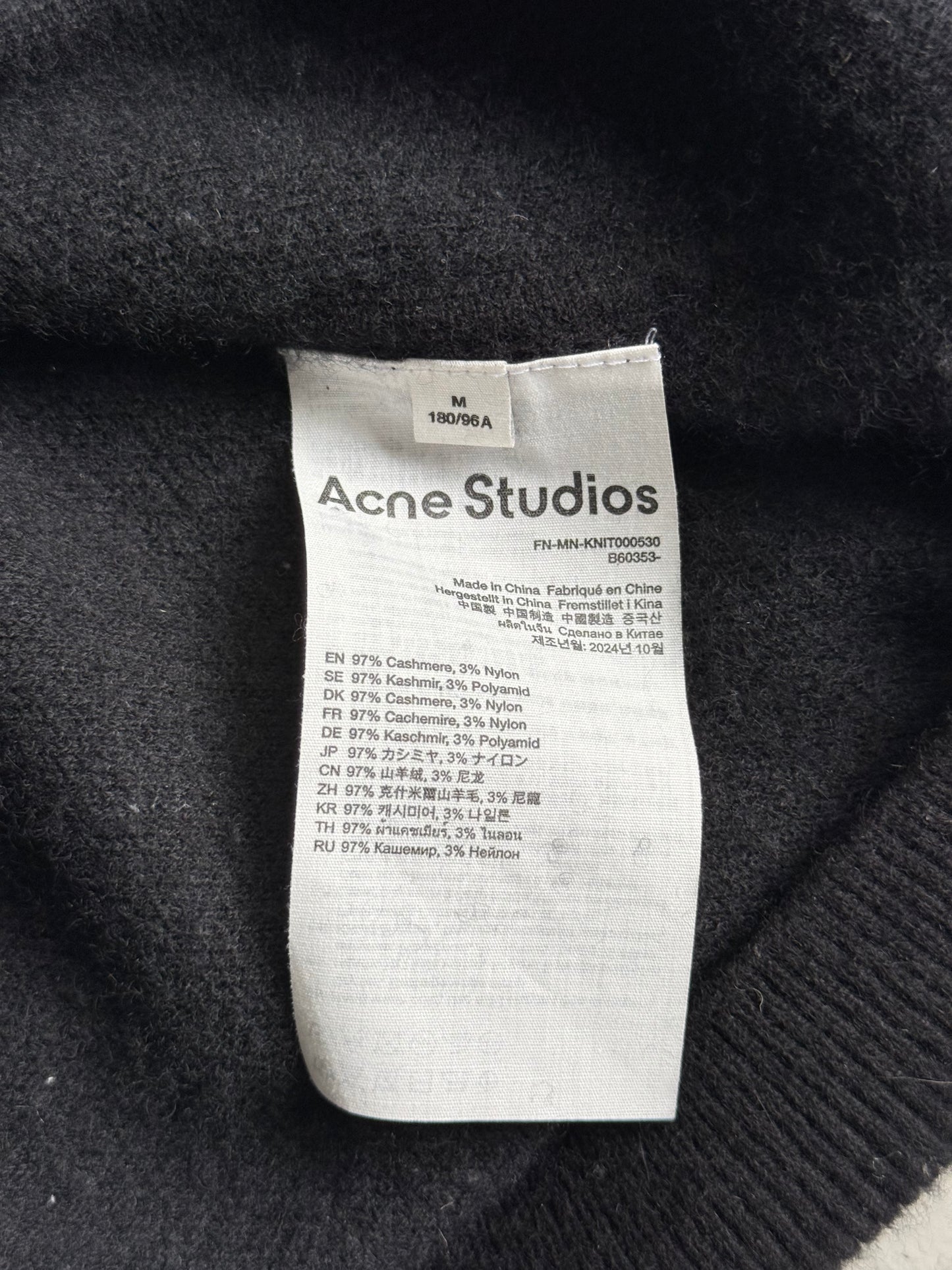 Acne Studios Black Cashmere Hoodie (M)