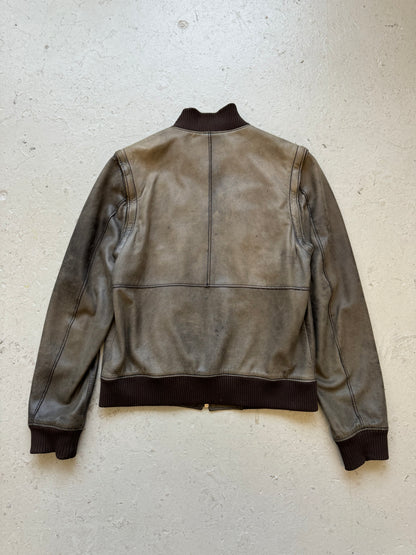 Dolce & Gabbana Multi Zip Lamb Skin Leather Faded Jacket (54)