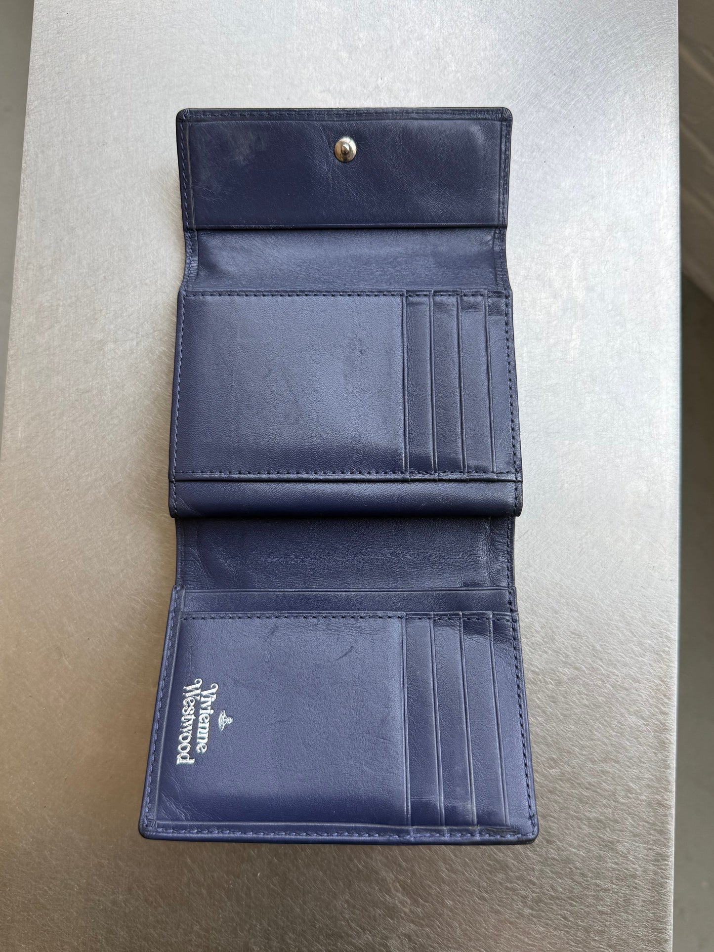 Vivienne Westwood Blue Leather Tri Fold Wallet With Coin Purse (OS)