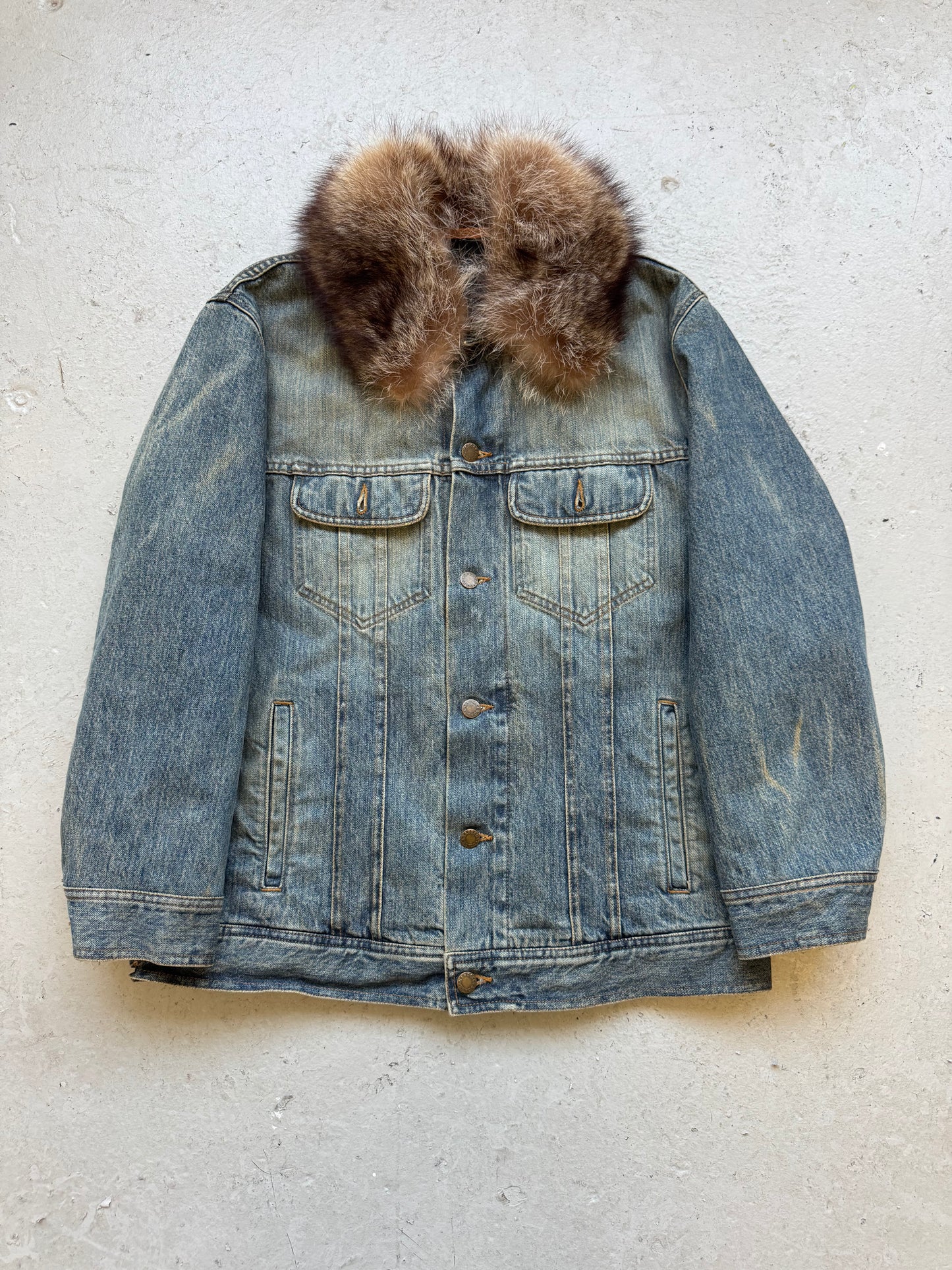 Dolce & Gabbana 2000s Denim Jacket With Fur Collar (48)