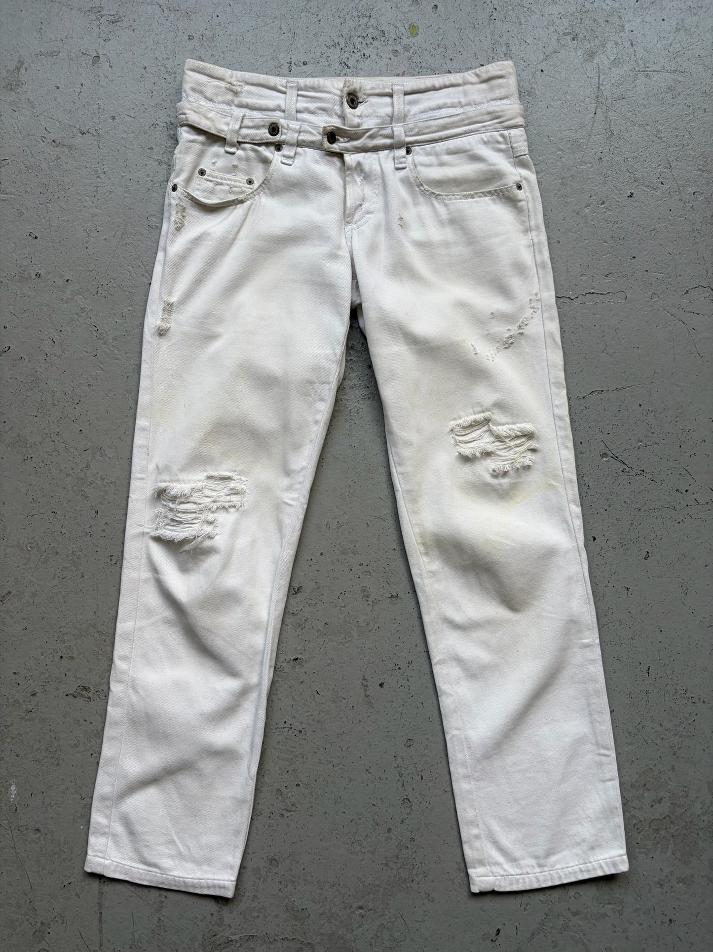 Dolce & Gabbana Double Waisted White Denim (45)