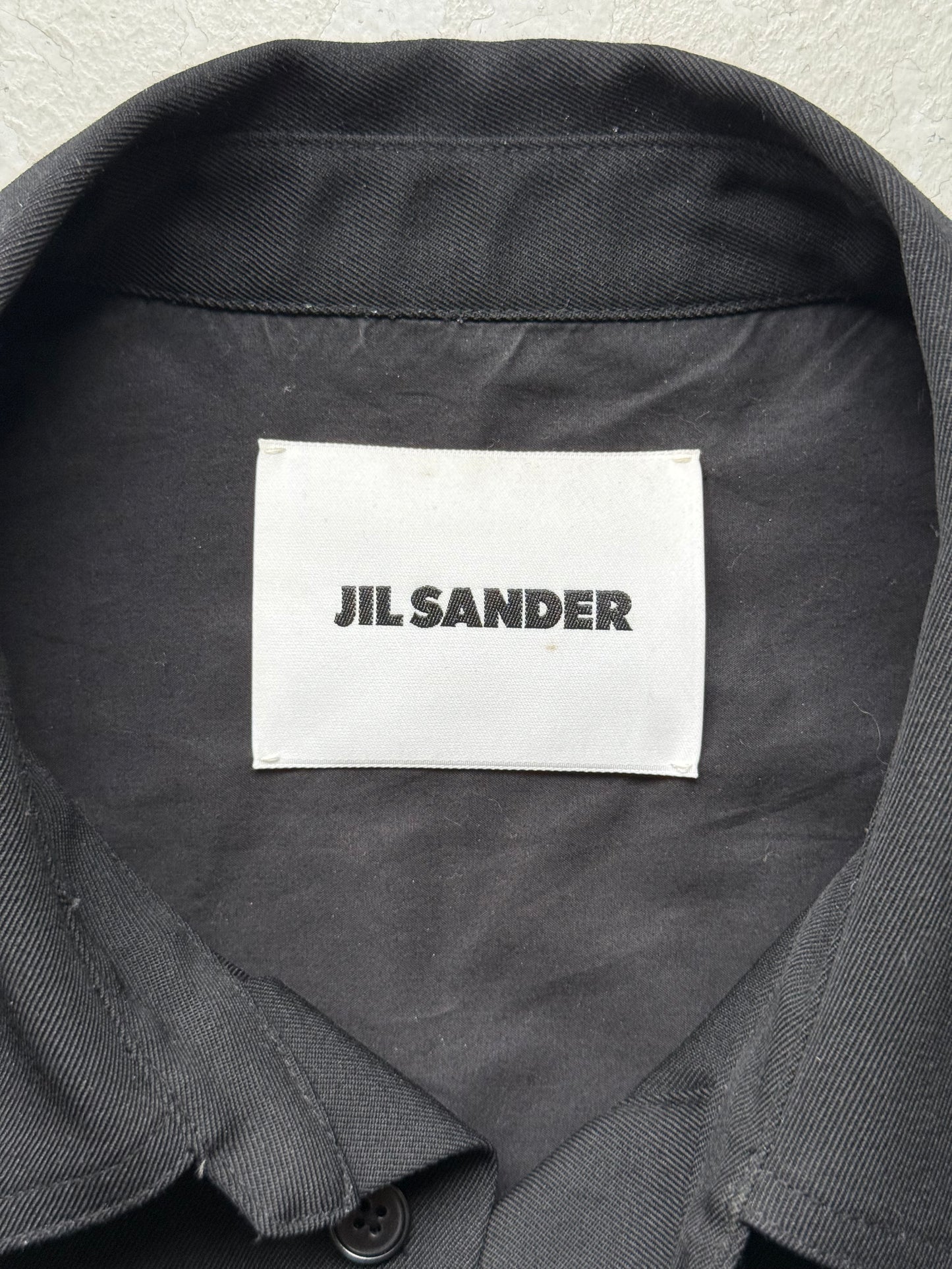 Jil Sander Black Sharp Wool Gabardine Shirt  (43)