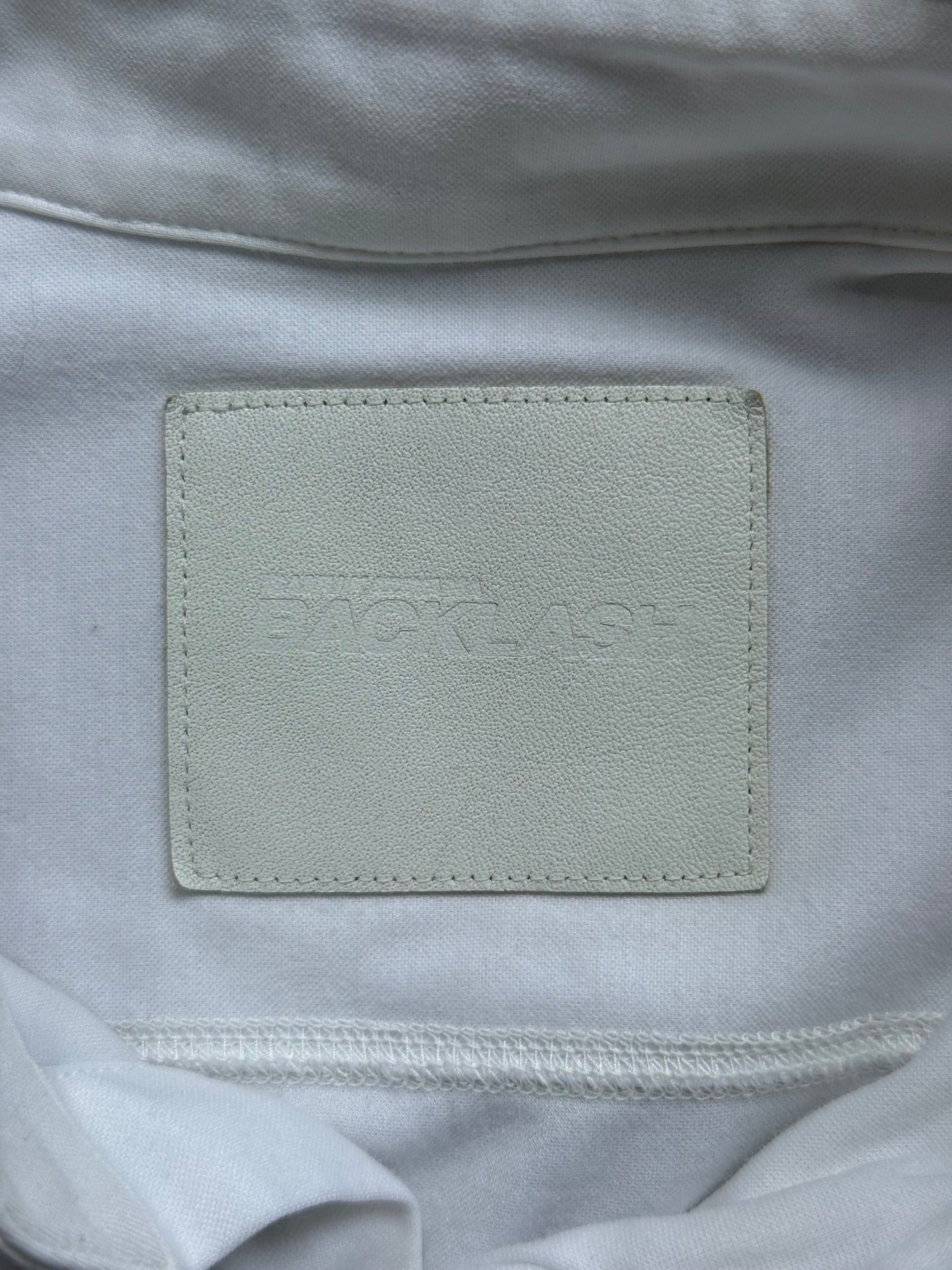 Isamu Katayama Backlash Leather Trim White Button Up Shirt (M)