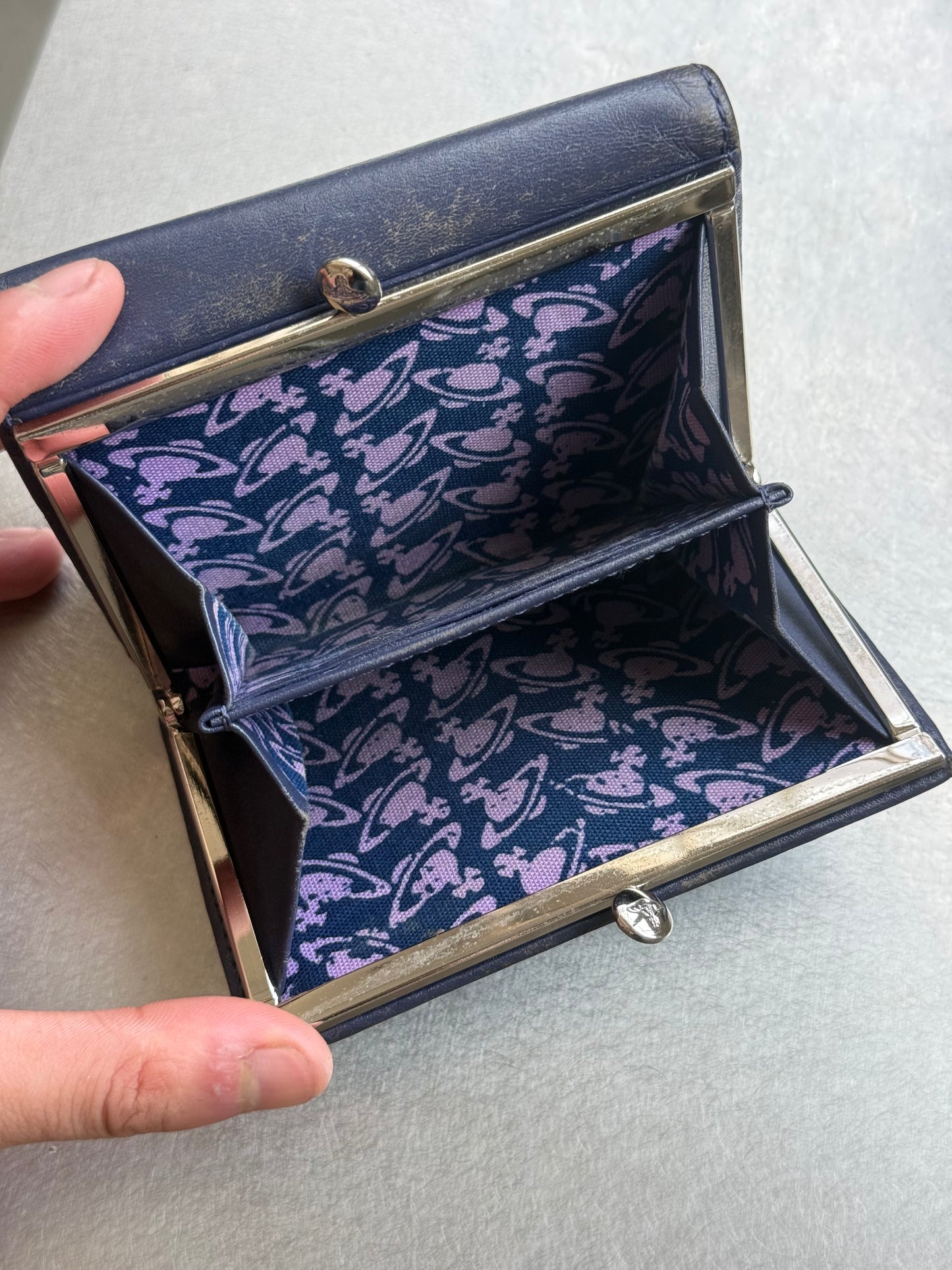 Vivienne Westwood Blue Leather Tri Fold Wallet With Coin Purse (OS)