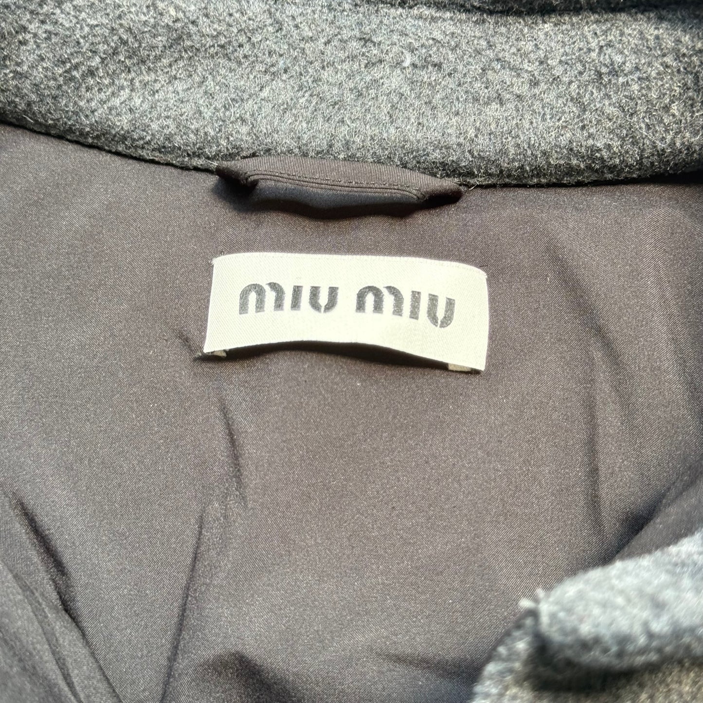 Miu Miu Logo-Embossed Felted Shirt Jacket (40)