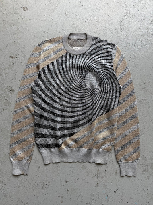 Maison Margiela Metallic Spiral Silver Knit Sweater  (M)