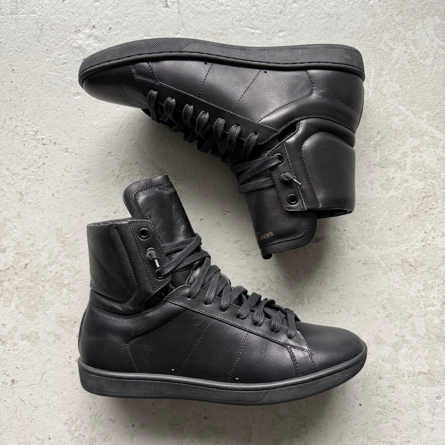 Saint Laurent Paris SL01H Black High Top Sneakers (39.5)