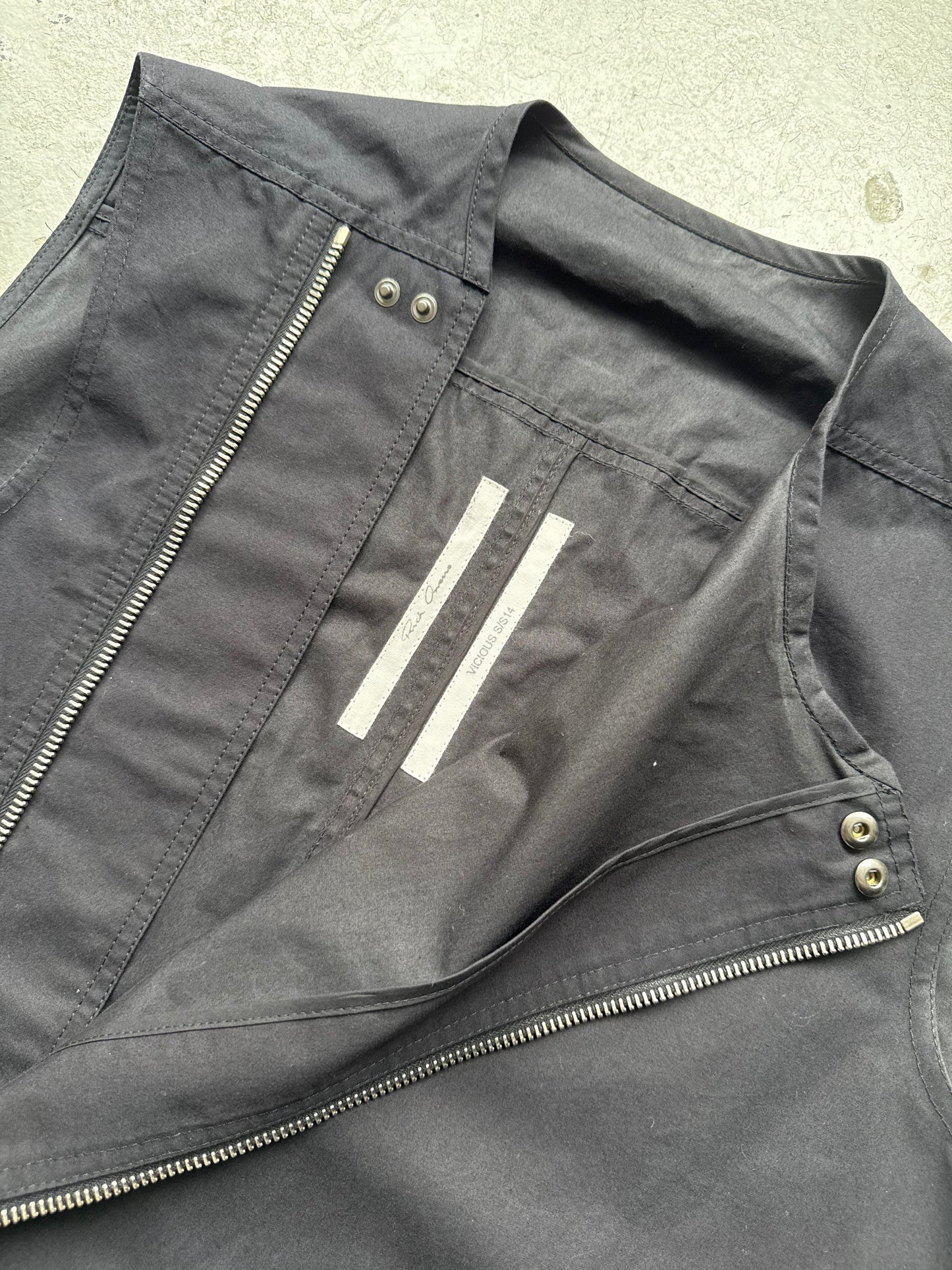 Rick Owens SS14 VICIOUS Sleeveless Assymetrical Zip Jacket (M)