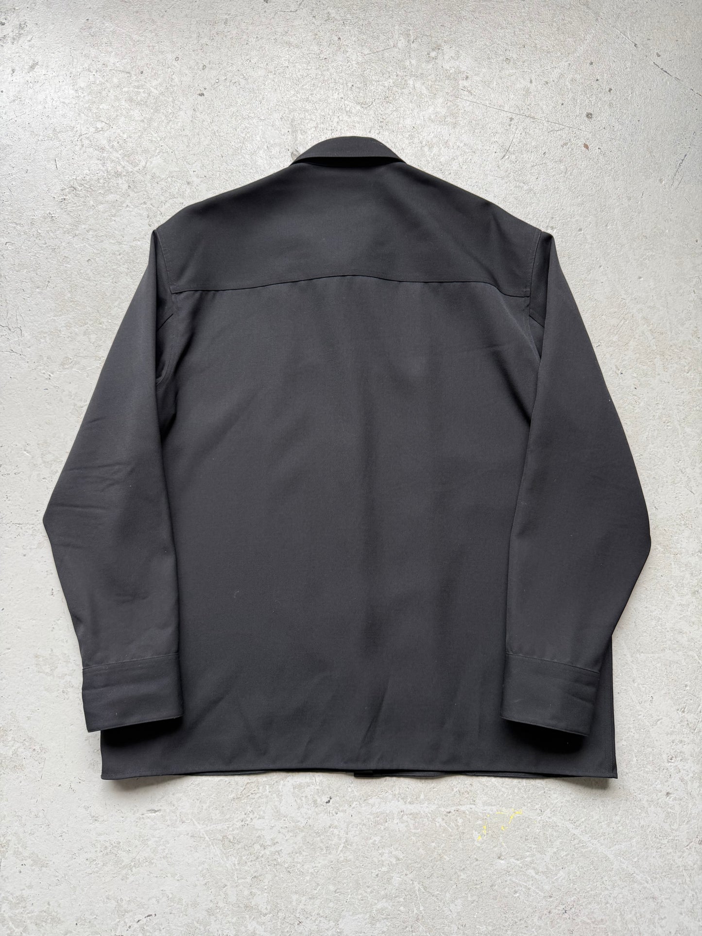Jil Sander Black Sharp Wool Gabardine Shirt  (43)