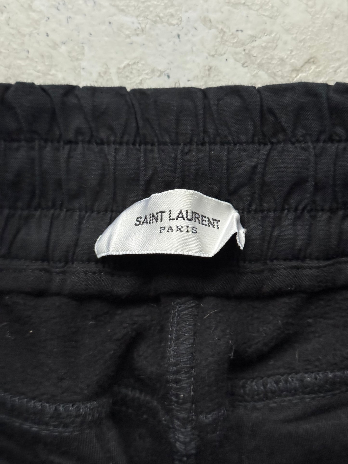 Saint Laurent Paris 2023 Black Cotton Wide Leg Sweatpants (L)