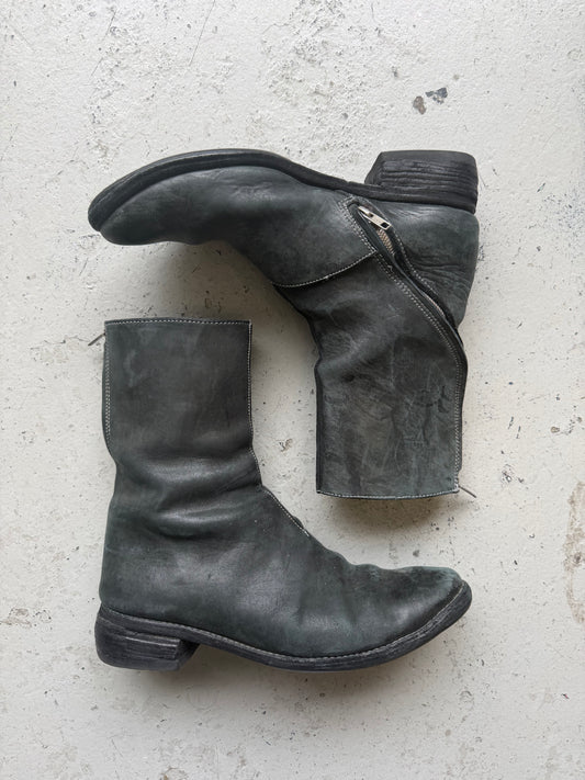 Carol Christian Poell 2009 MALE ‘AM/2521 SX CORS-PTC/12’ Object-dyed Horse Leather Lined Tornado Zip Boots (CCP Size 8)
