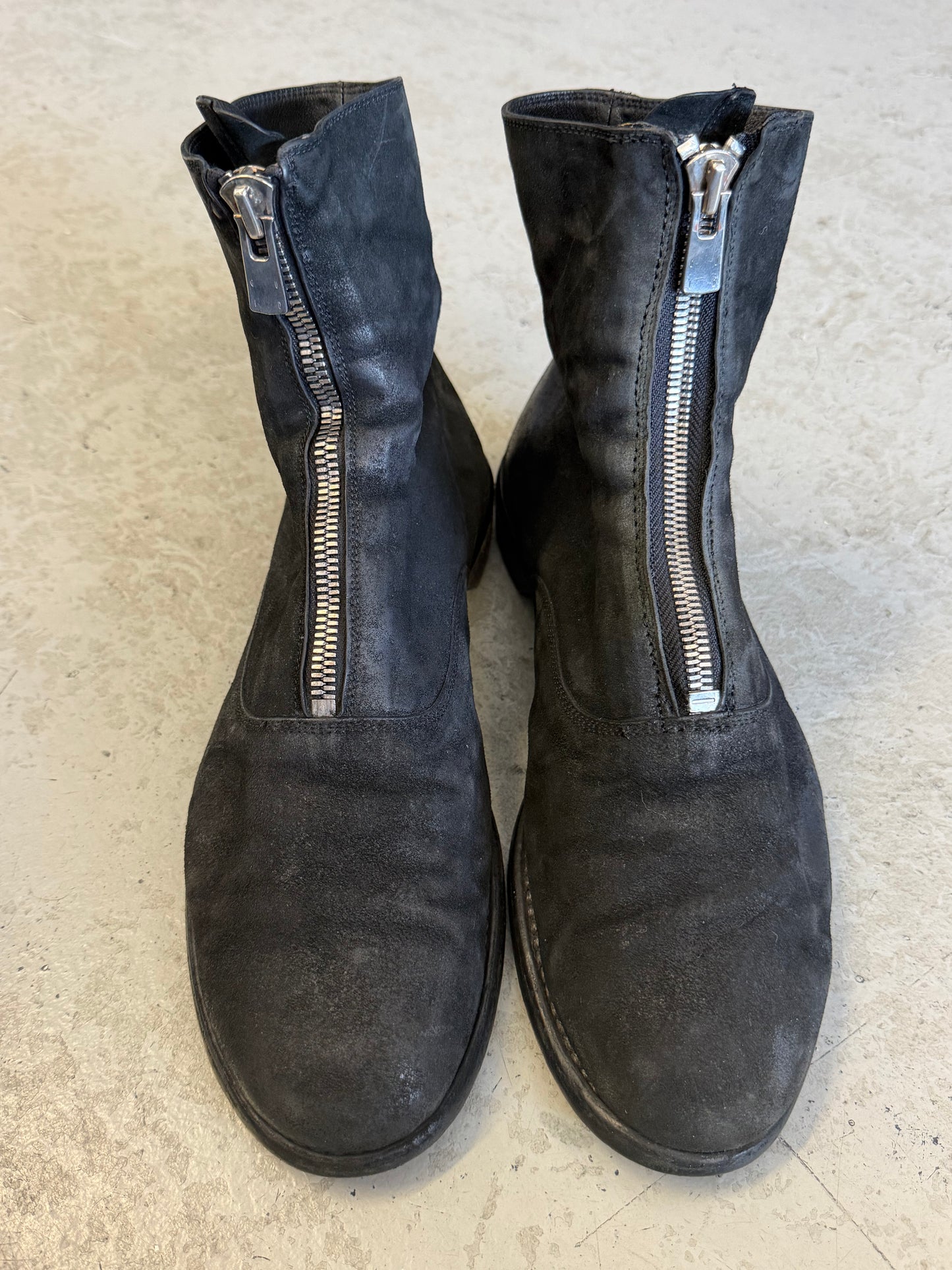 Guidi 210 Reverse Horse Leather Black Front Zip Boots (44)