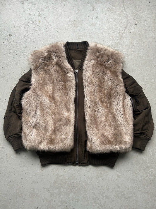 Helmut Lang Bomber With Detatchable Fur Vest (S)