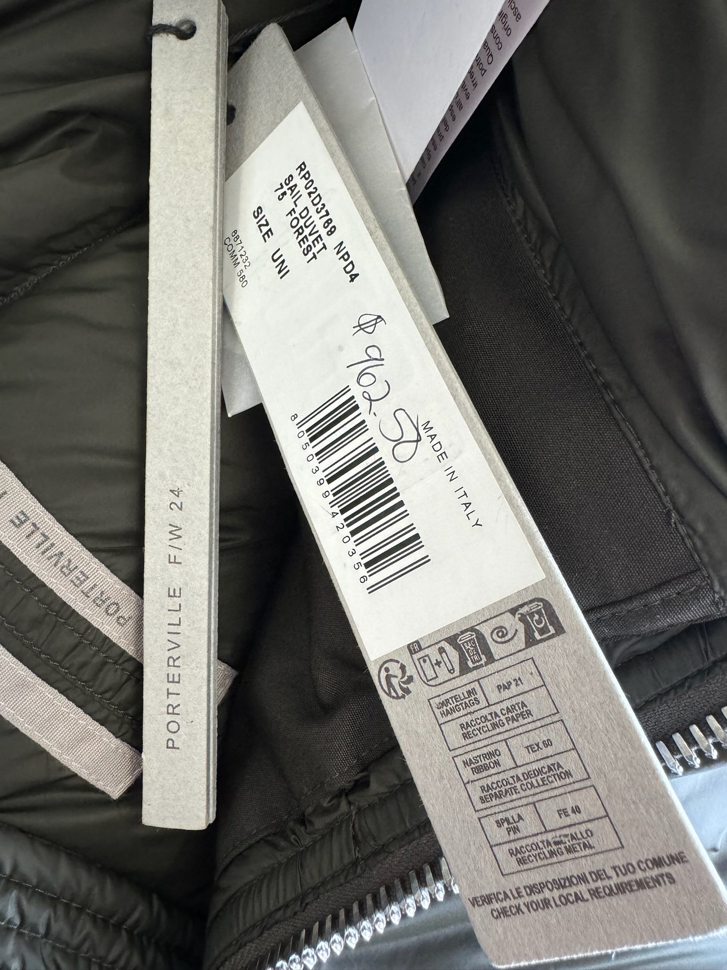 Rick Owens Porterville FW24 Sail Duvet Down Jacket (UNI)