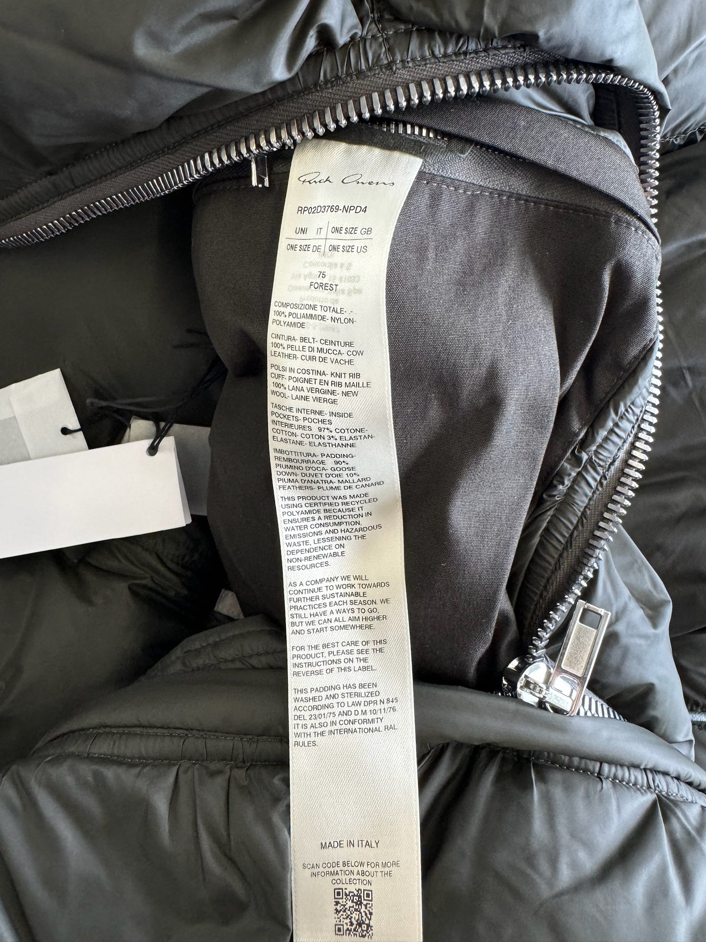 Rick Owens Porterville FW24 Sail Duvet Down Jacket (UNI)