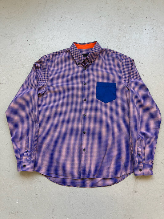 Prada Orange & Blue Long Sleeve Button Up (43/17)
