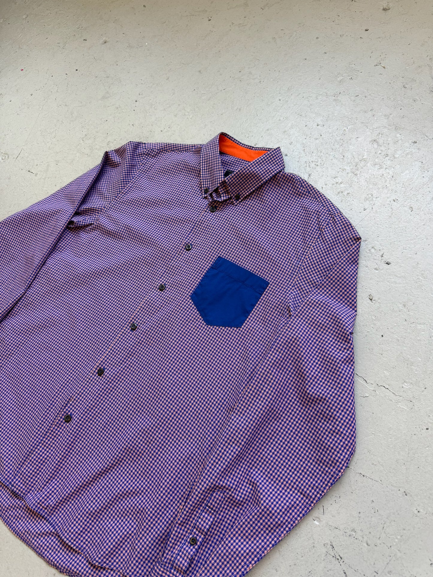 Prada Orange & Blue Long Sleeve Button Up (43/17)