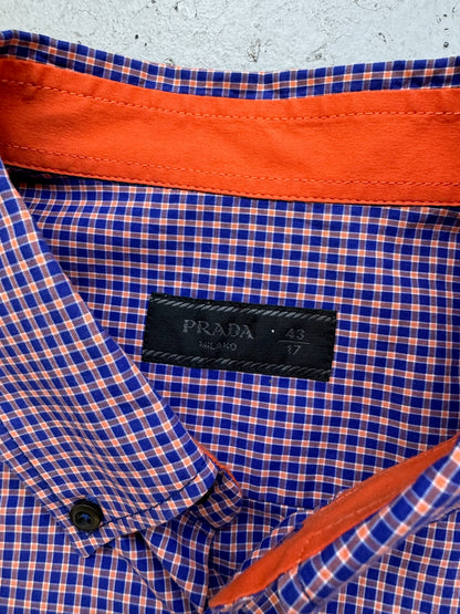 Prada Orange & Blue Long Sleeve Button Up (43/17)