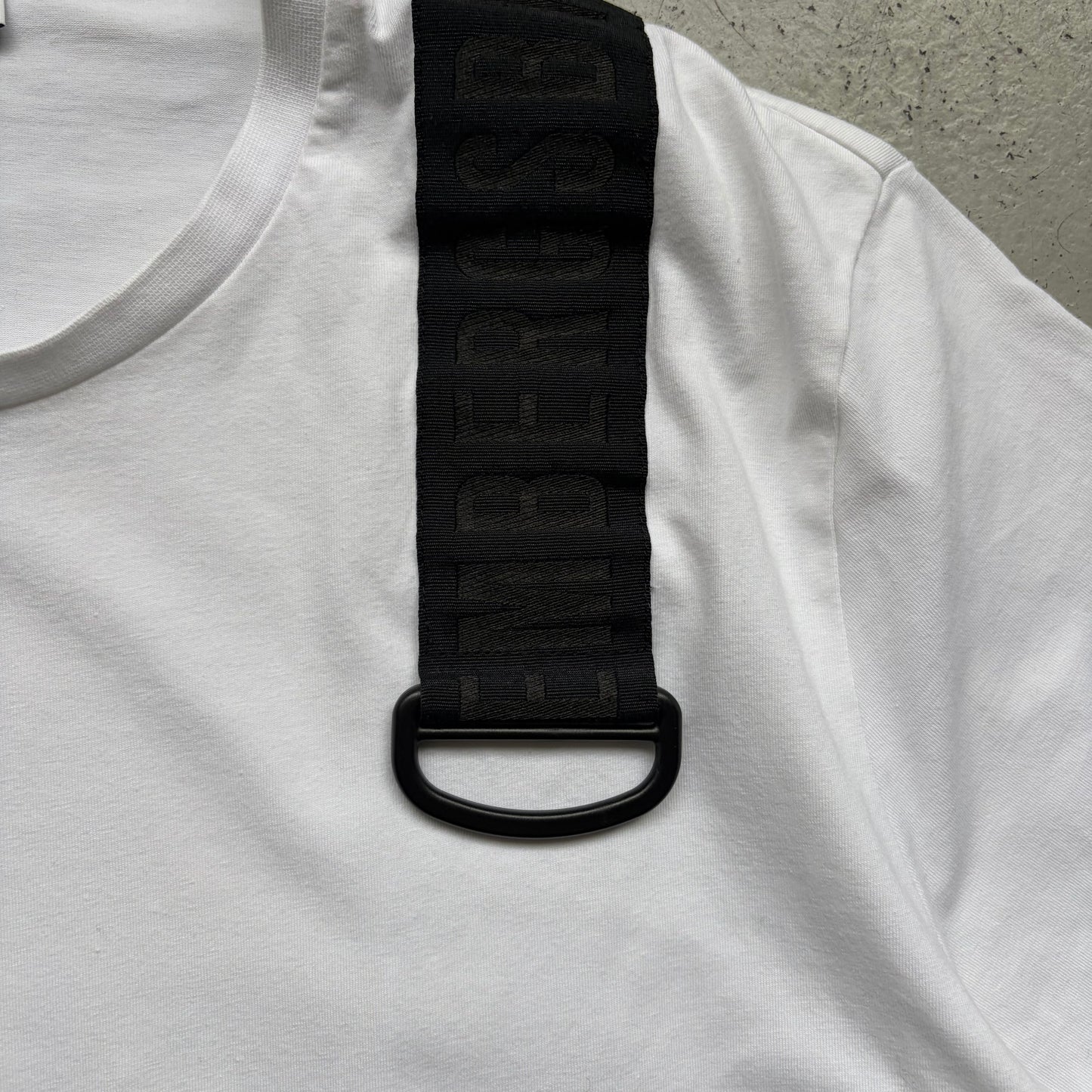Dirk Bikkembergs White Short Sleeve With Vertical Strap (L)