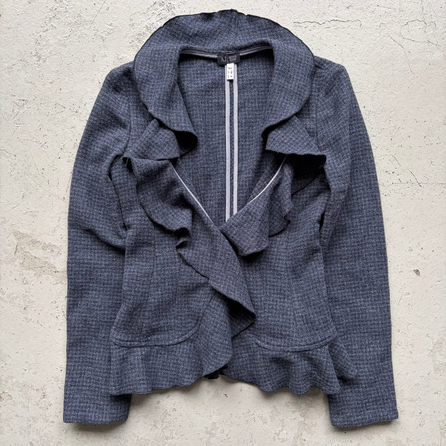 Armani Jeans Wool Navy Ruffle Blazer (36)