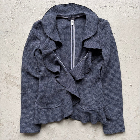 Armani Jeans Wool Navy Ruffle Blazer (36)