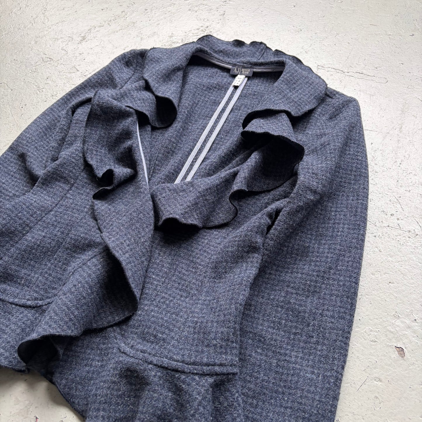Armani Jeans Wool Navy Ruffle Blazer (36)