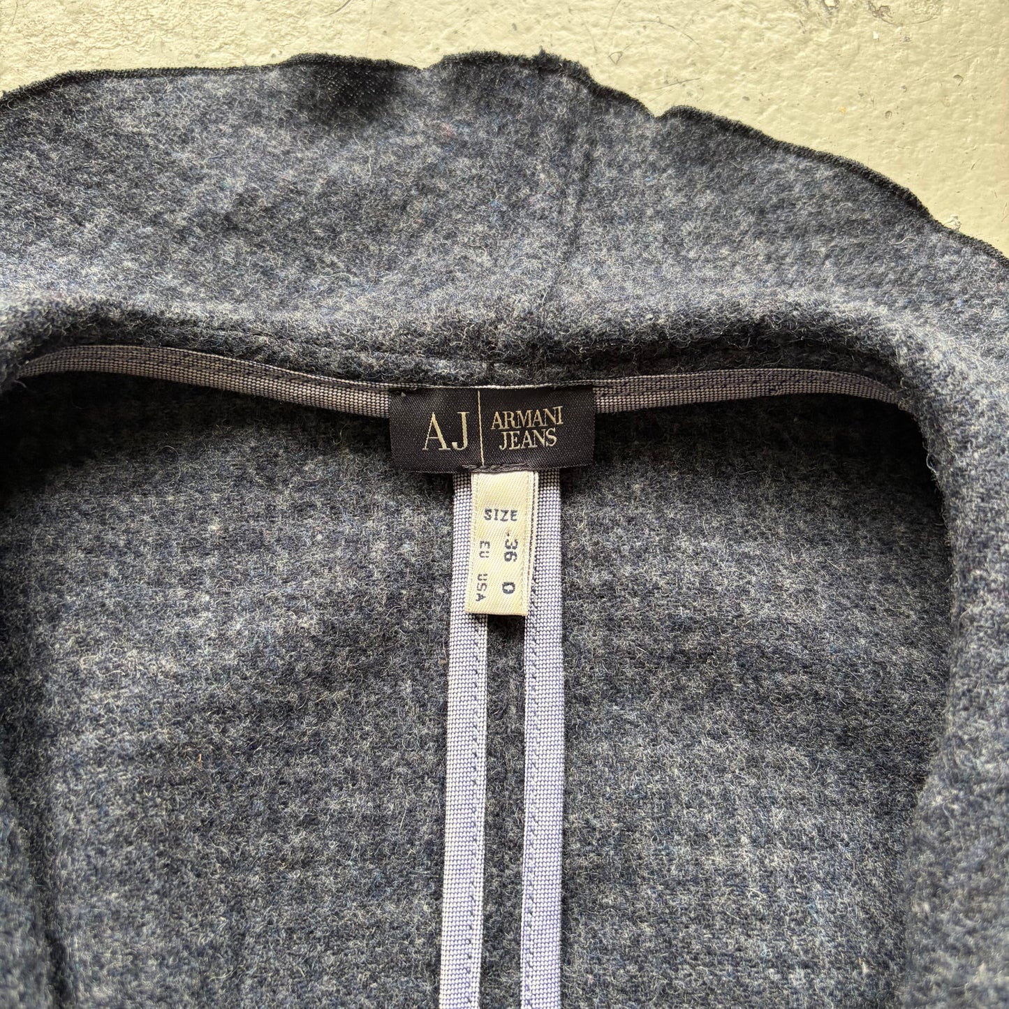 Armani Jeans Wool Navy Ruffle Blazer (36)