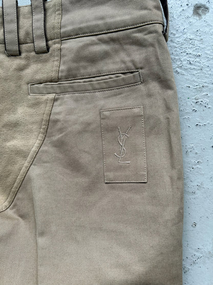 Yves Saint Laurent Rive Gauche Khacki Biker Pants (52)