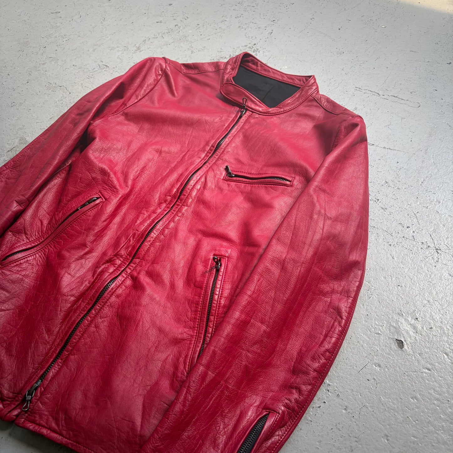 Lithium Homme Red Leather Moto Jacket (3)