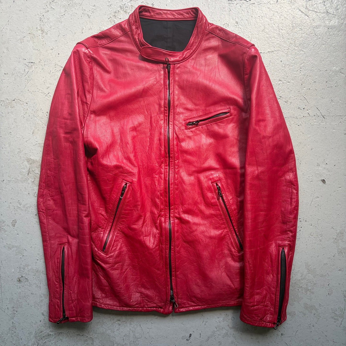 Lithium Homme Red Leather Moto Jacket (3)