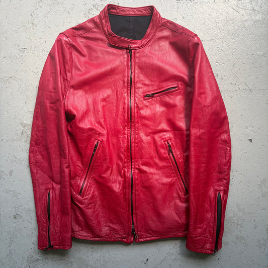 Lithium Homme Red Leather Moto Jacket (3)