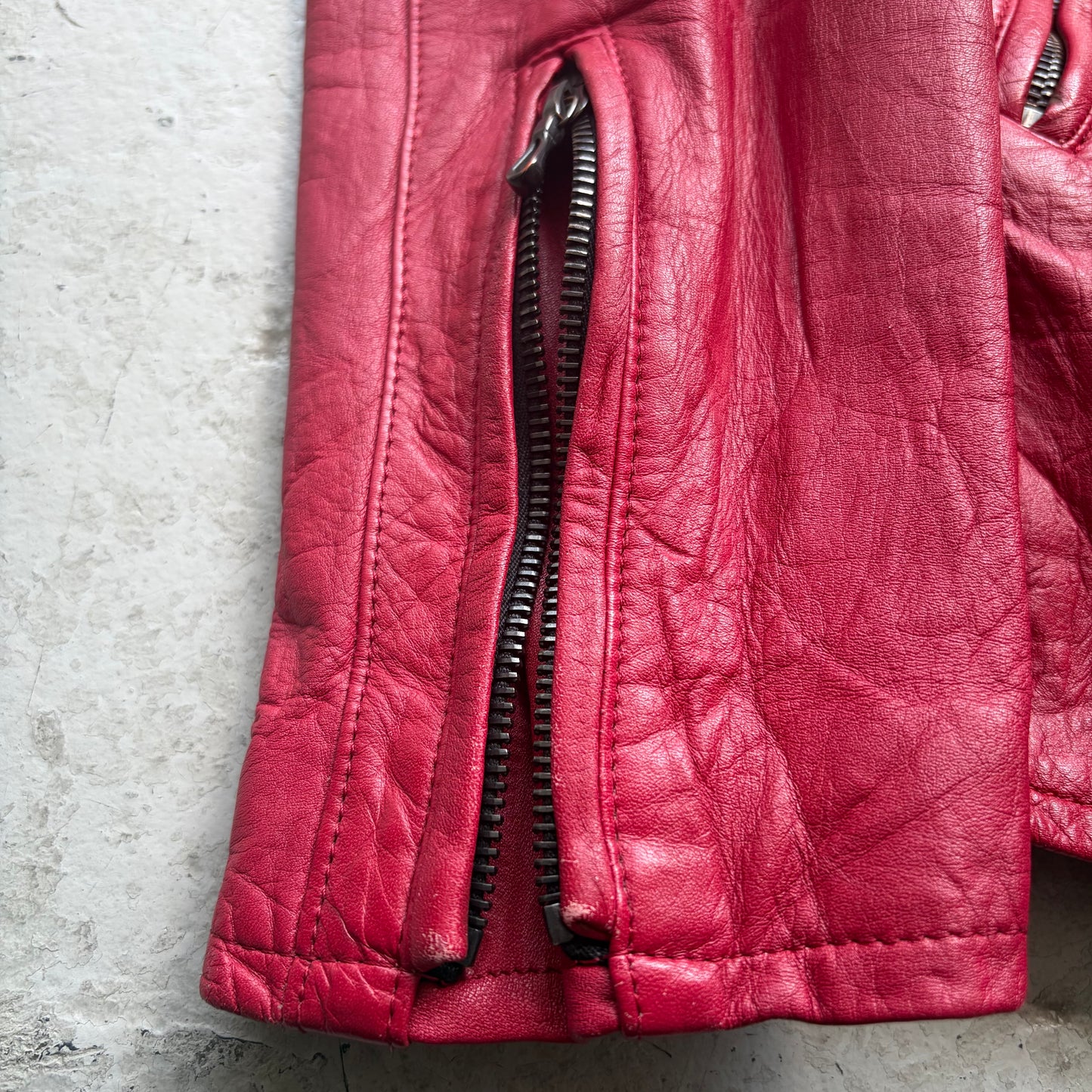 Lithium Homme Red Leather Moto Jacket (3)