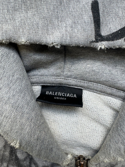 Balenciaga Grey Skater Zip Up Hoodie (L)