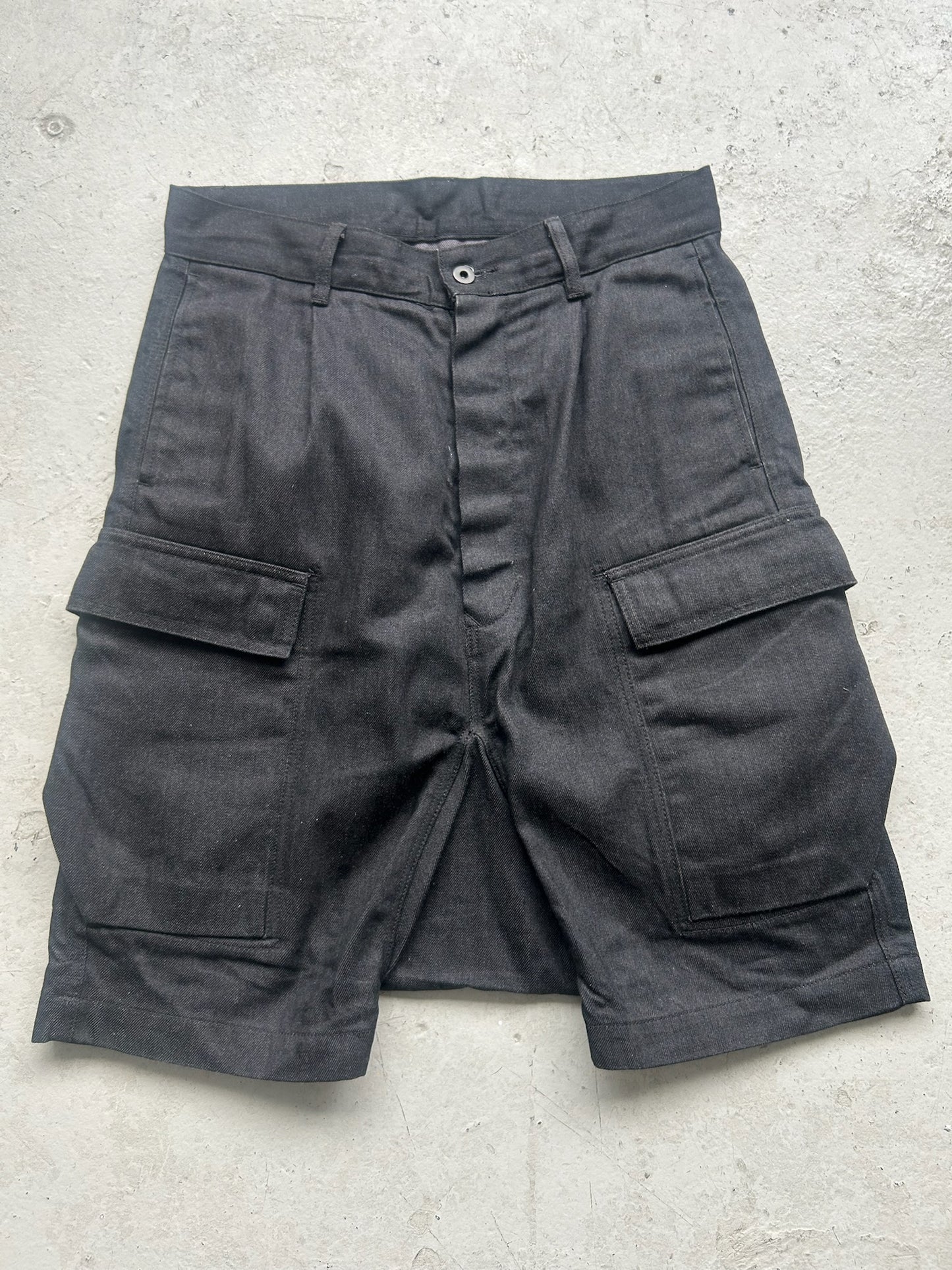 Rick Owens DRKSHDW SS22 Japanese Denim Drop Crotch Shorts (31)