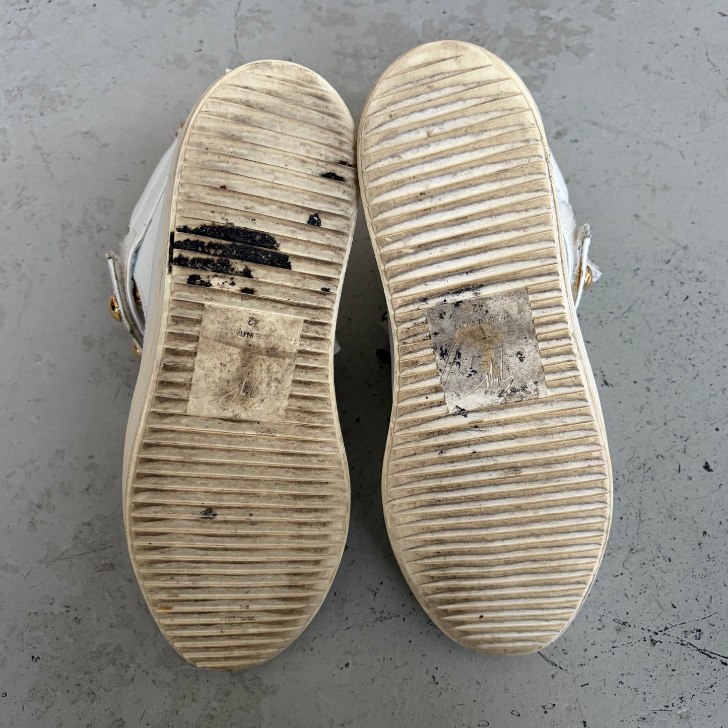 Giuseppe White and Gold Studded High Top Sneakers (42)