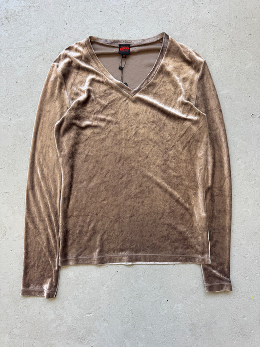 Jean Paul Gaultier Velour V Neck Shirt (48)
