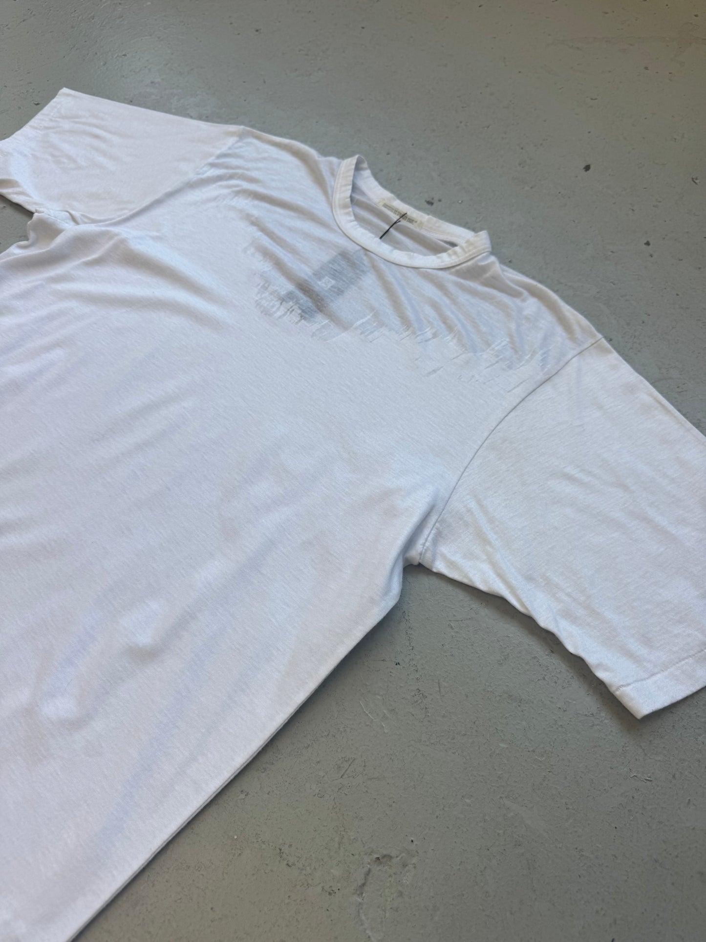 Yohji Yamamoto Pour Homme 50% Cotton 50% Poly White Short Sleeve  (XL)