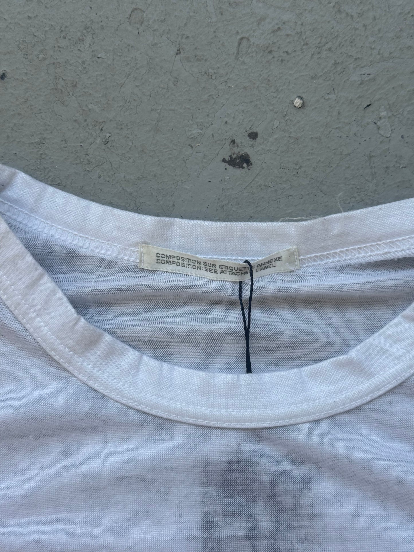 Yohji Yamamoto Pour Homme 50% Cotton 50% Poly White Short Sleeve  (XL)