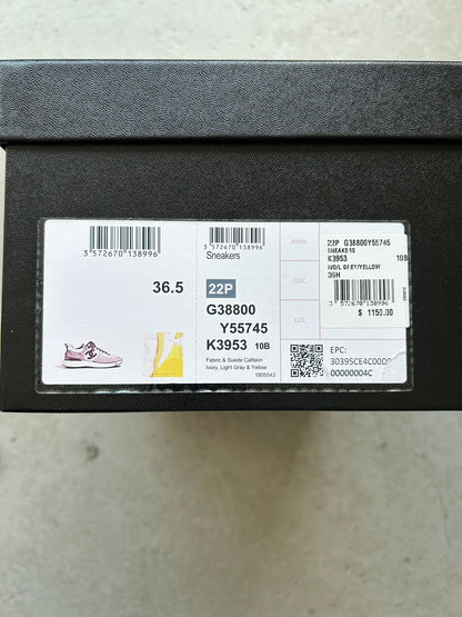 Chanel Suede Calfskin Ivory Light Grey & Yellow Runners (36.5)