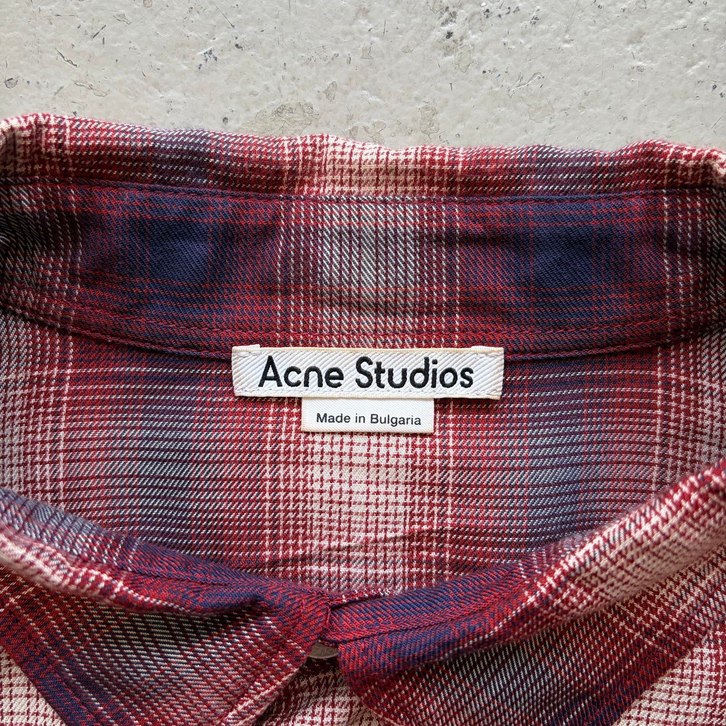 Acne Studios Red Plaid Short Sleeve Button Up (M)