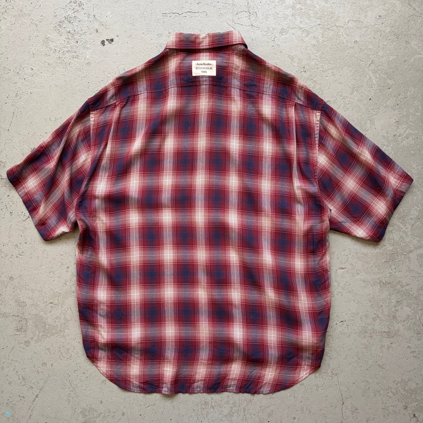 Acne Studios Red Plaid Short Sleeve Button Up (M)