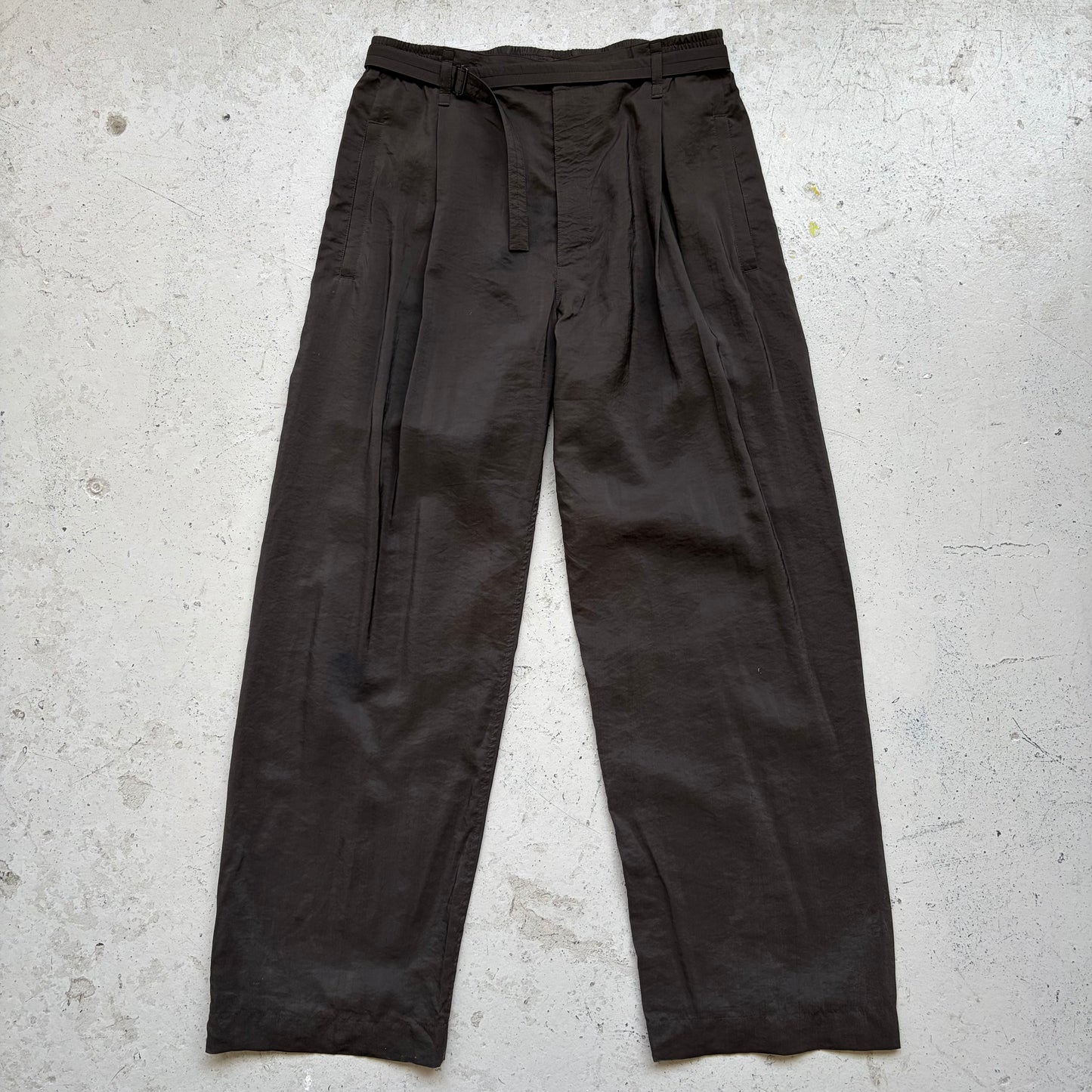 Lemaire Silk Blend Wide Led Dark Brown Trousers (40)