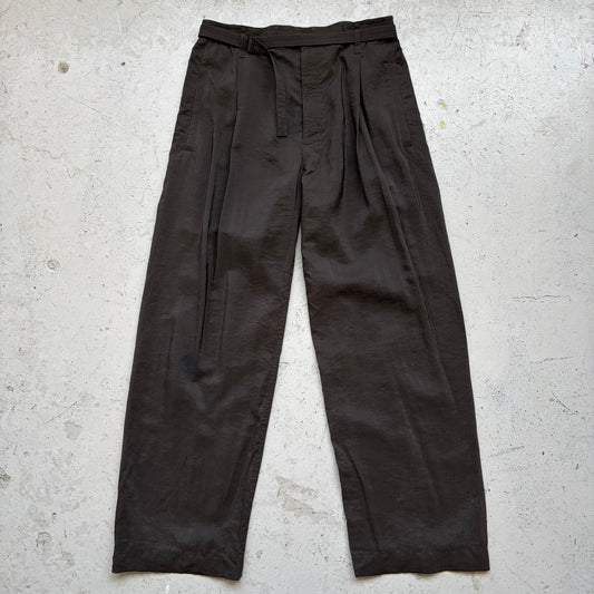 Lemaire Silk Blend Wide Led Dark Brown Trousers (40)