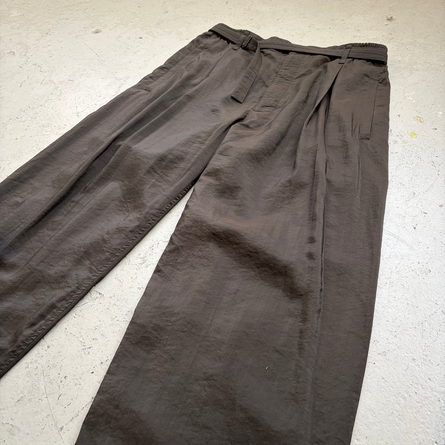 Lemaire Silk Blend Wide Led Dark Brown Trousers (40)