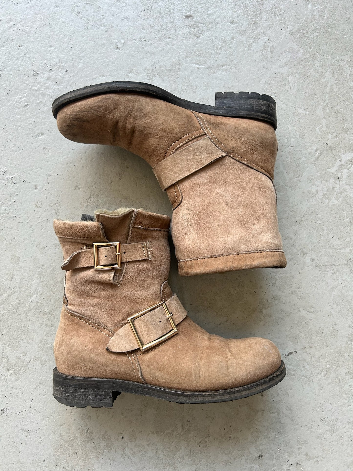 Jimmy Choo Suede Shearling Boots (35.5)
