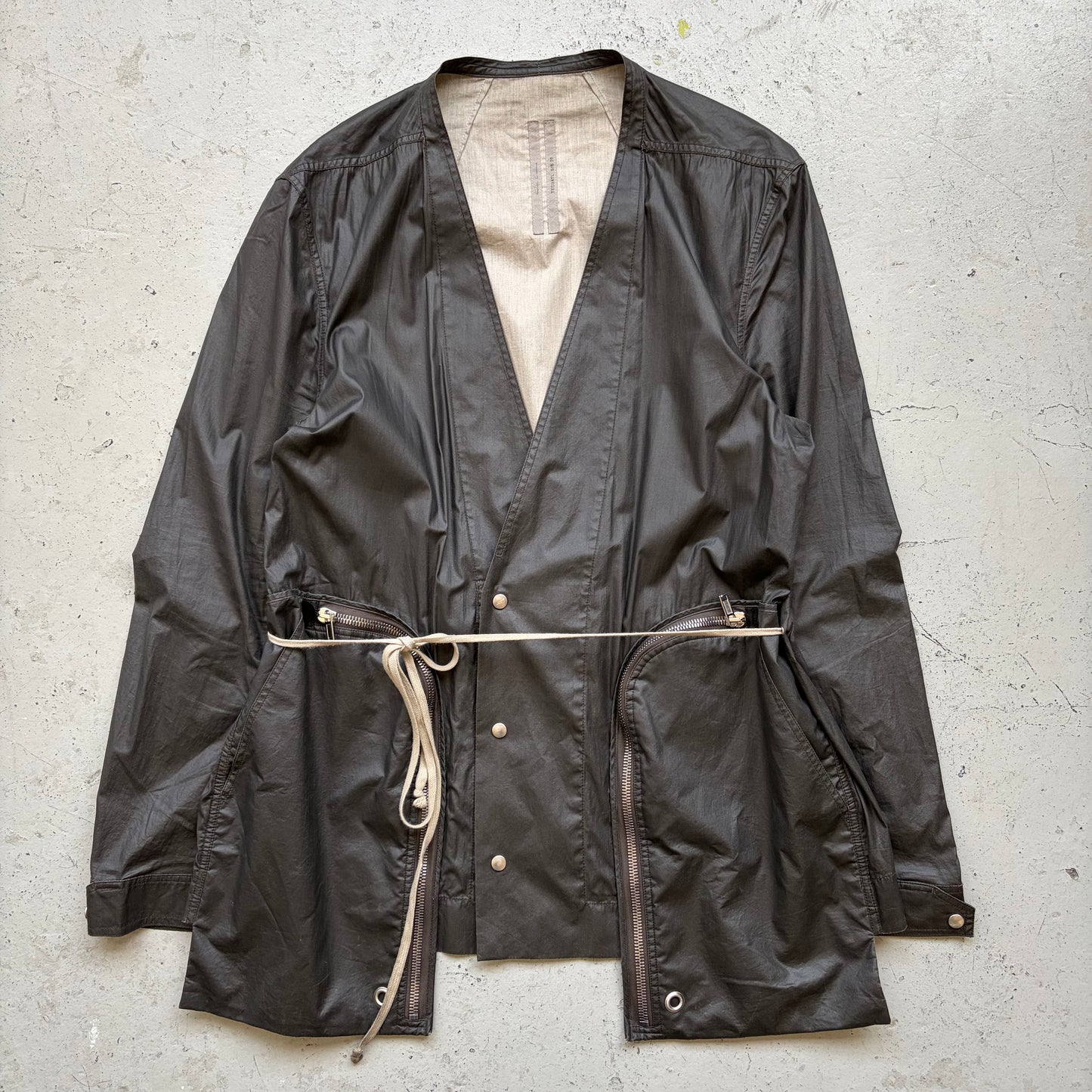 Rick Owens SS20 TECAUTL Black Waxed Bauhaus Jacket (54)