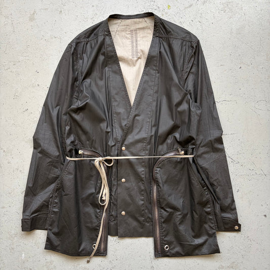 Rick Owens SS20 TECAUTL Black Waxed Bauhaus Jacket (54)
